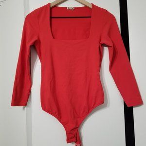 Free people coral body suit, 3/4 length sleeves, S